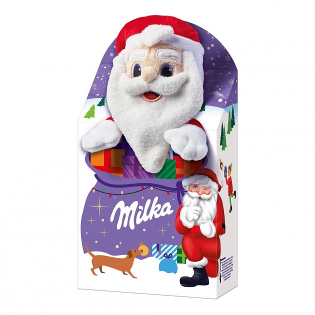 Новорічний набір солодощів Milka Magic Mix з м’якою іграшкою Дід Мороз 96 г